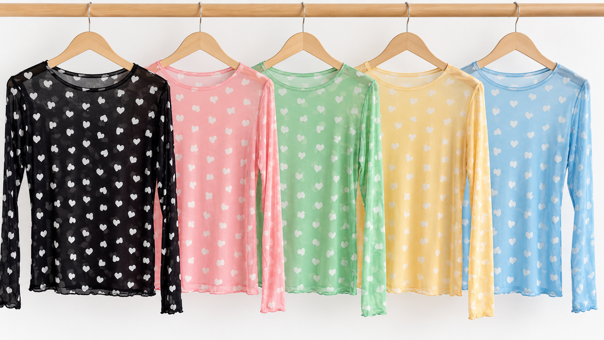 LONGSHIRT leicht Transparent / 5 Farben HERZEN