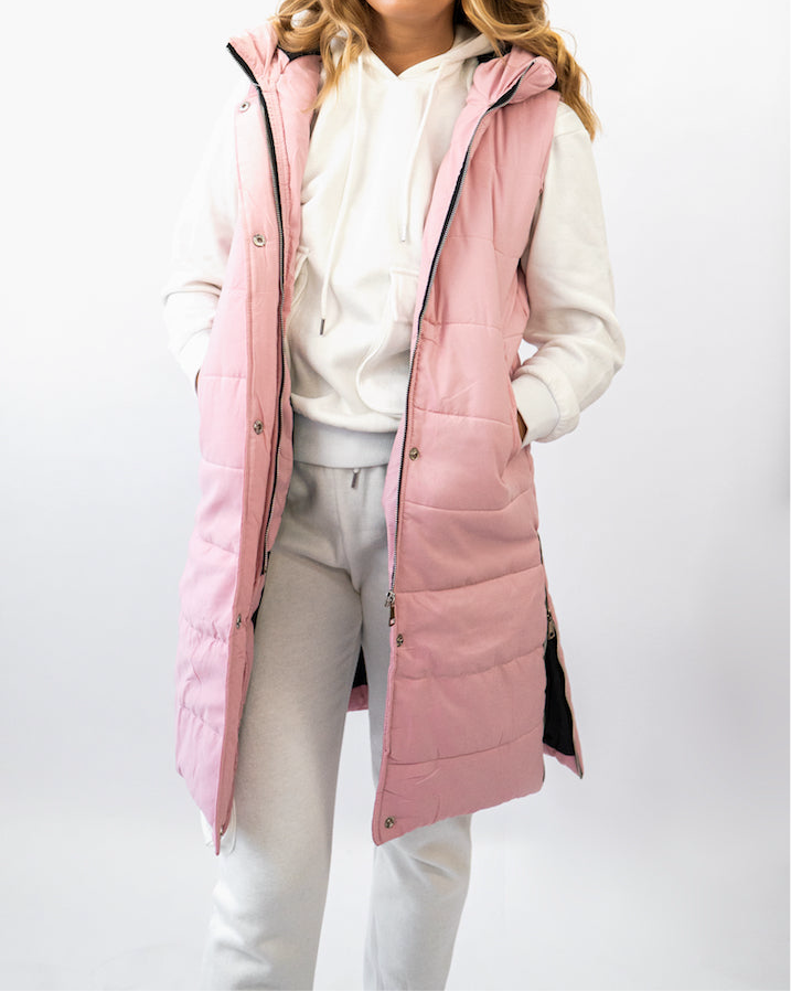 Weste lang Long Zip Pastell