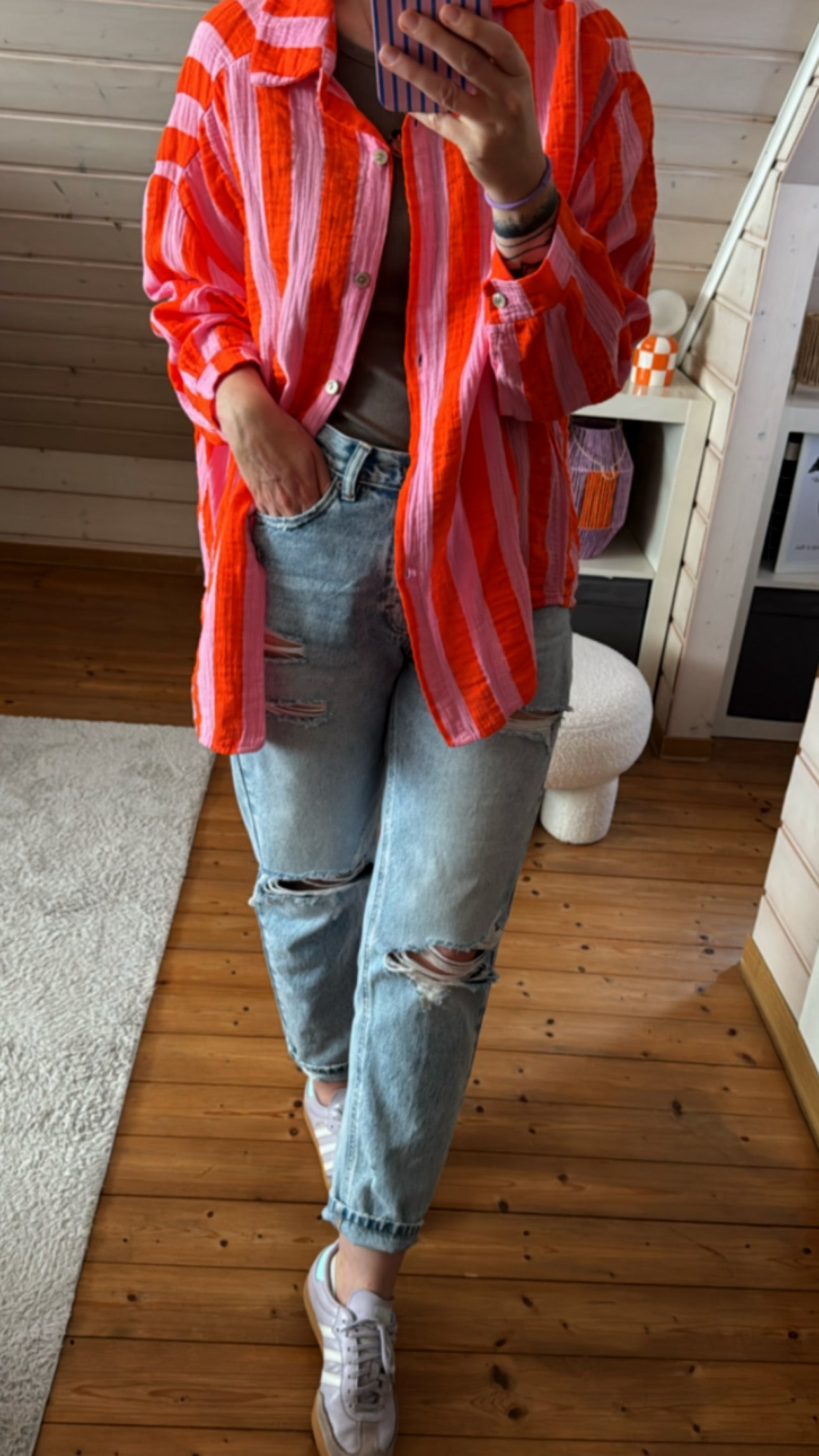 Musselin Bluse Onesize STRIPES %