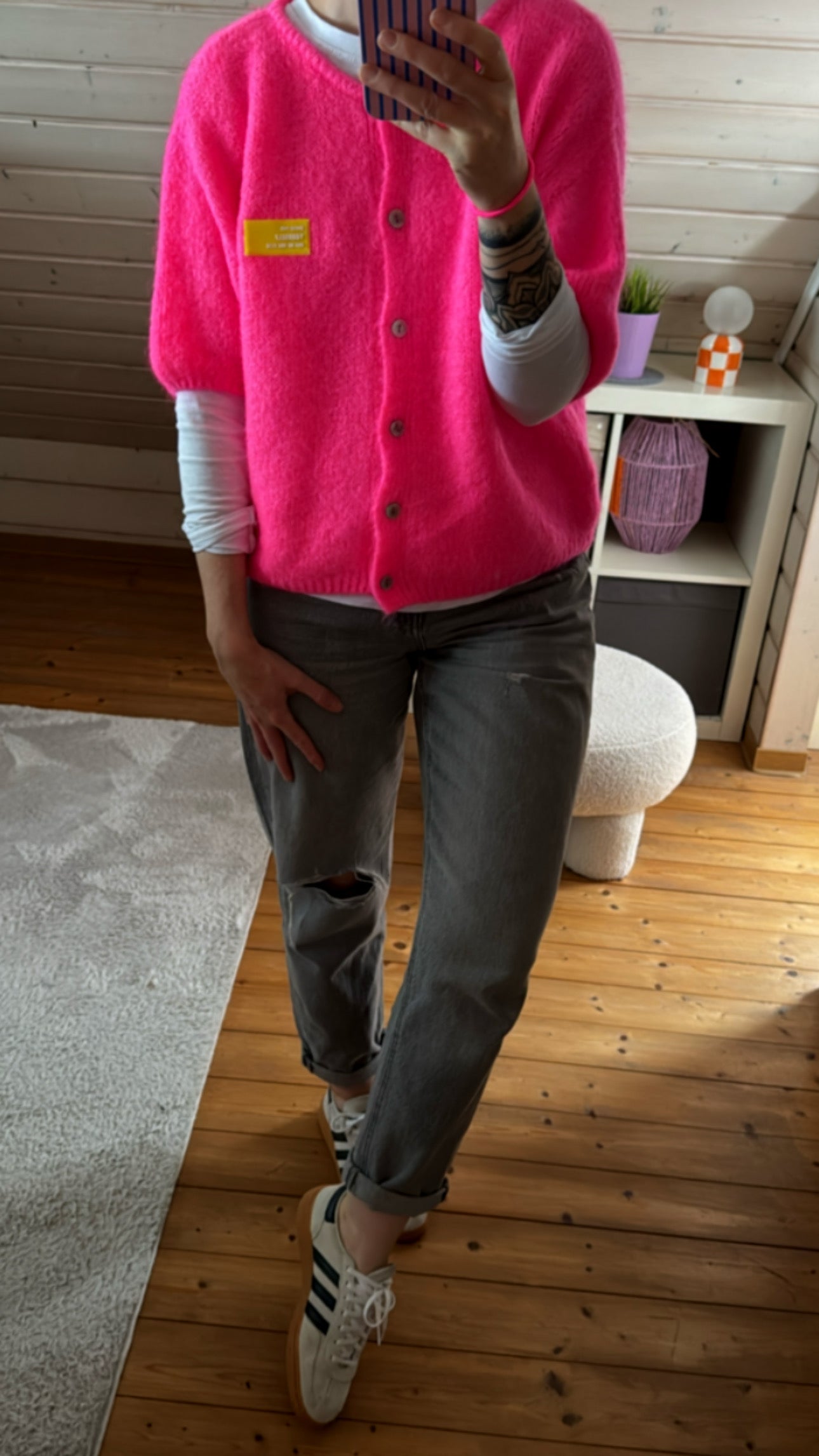 Strickjacke Cadigan Onezise Neon Patch