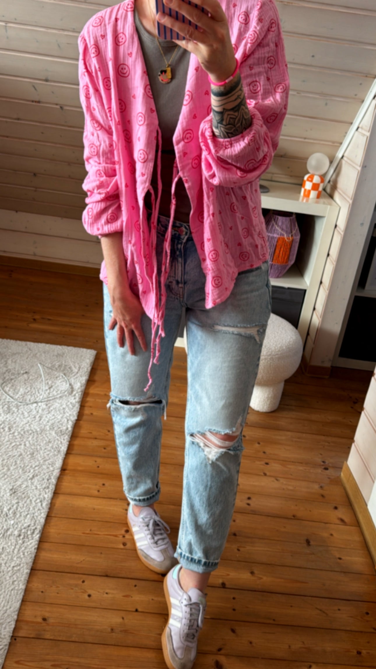 Musselin Bluse Tunika Onesize SMILEY / LEO