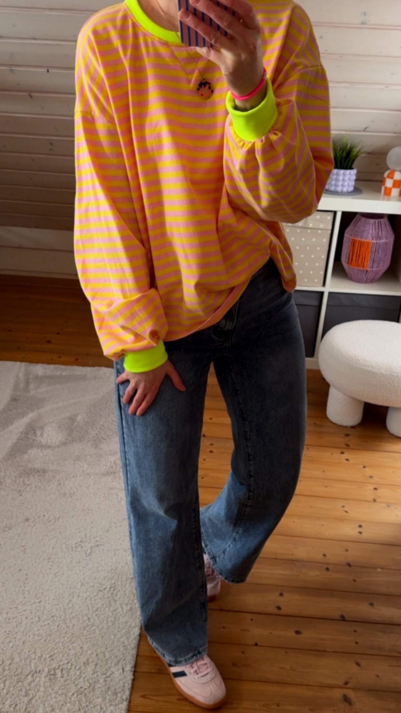 Streifen LONGSHIRT / SWEATER LEICHT NEON / 4 Farben