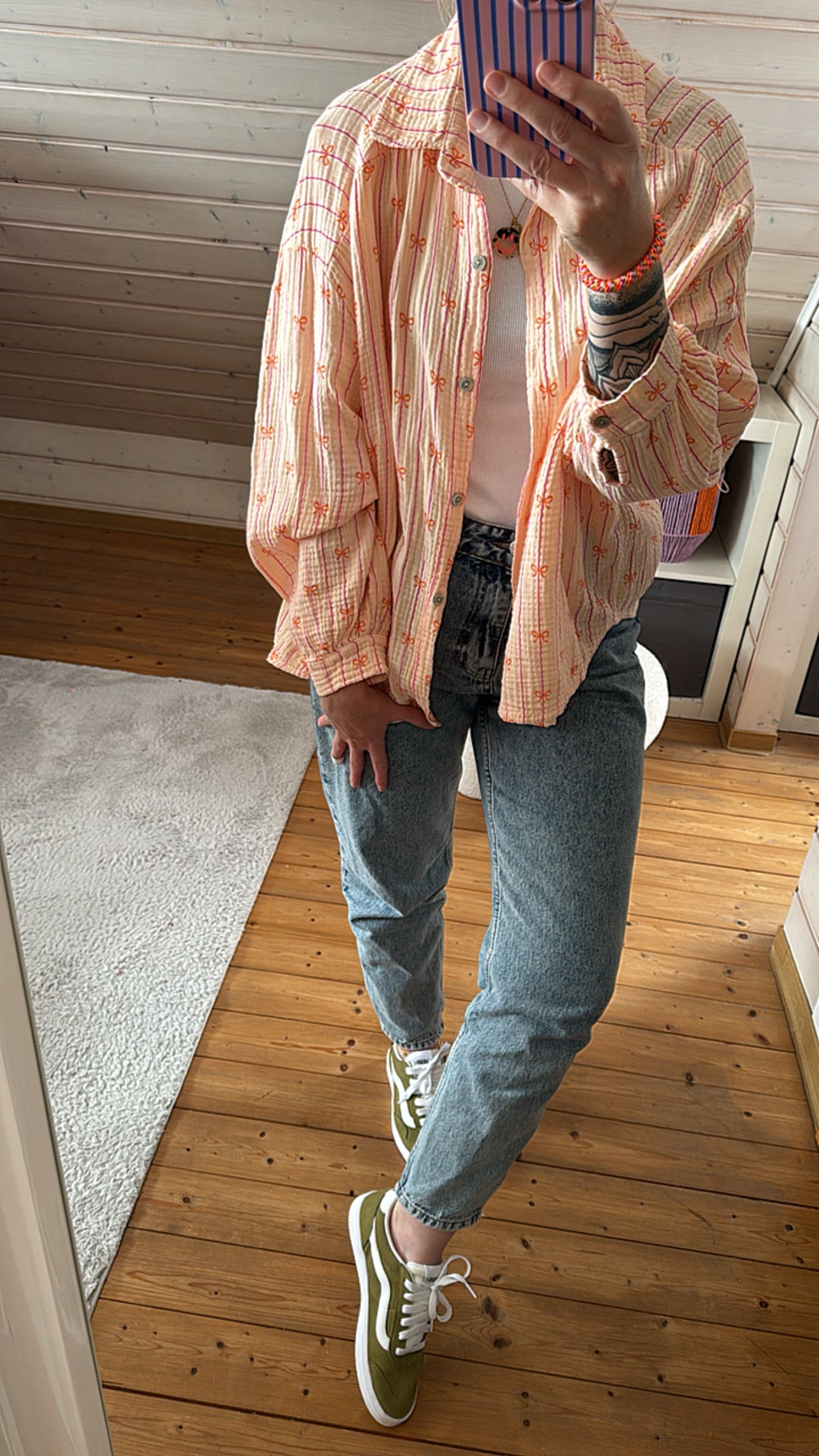 Musselin Bluse Onesize SCHLEIFEN %