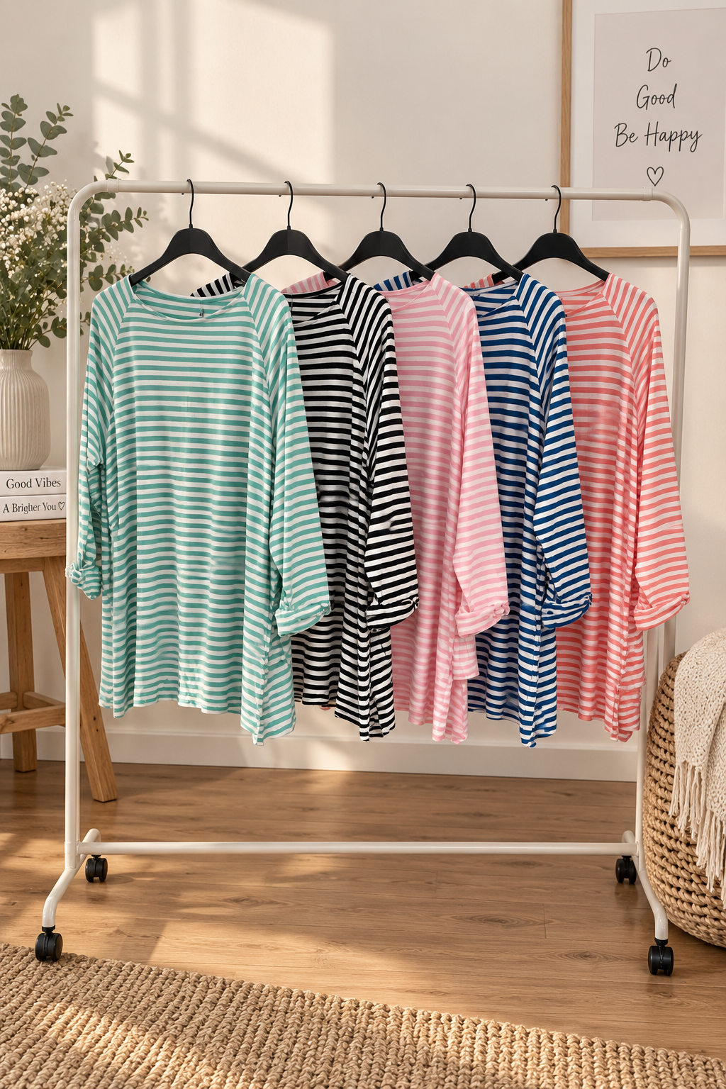 Oversize LONGSHIRT Gestreift/ Ausgestellt 5 Farben