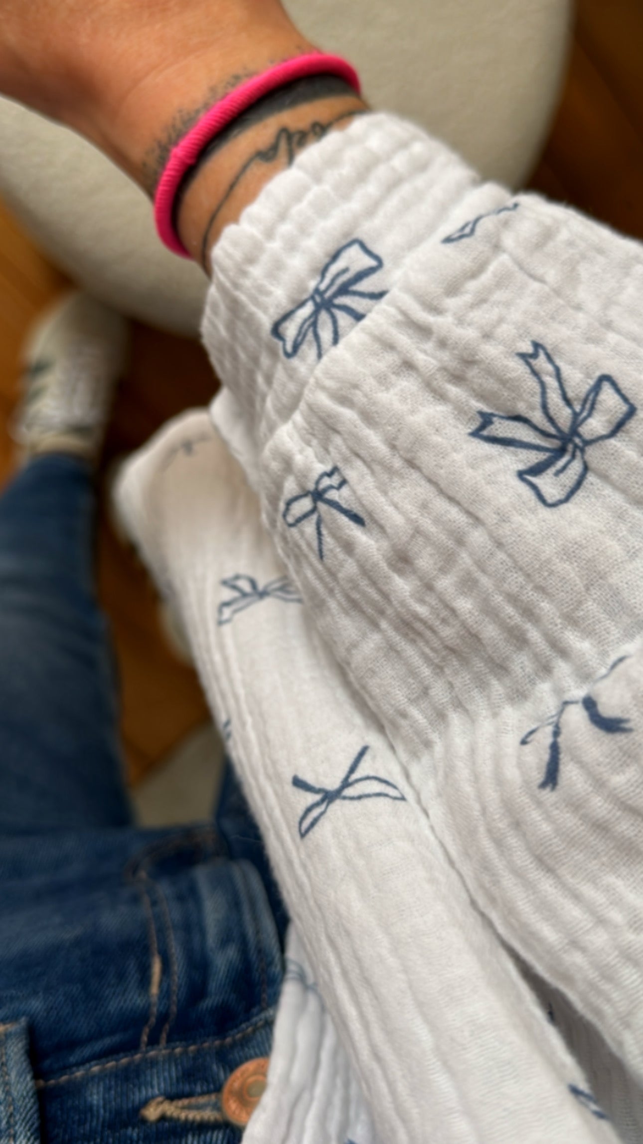 Musselin Bluse Onesize SCHLEIFEN %