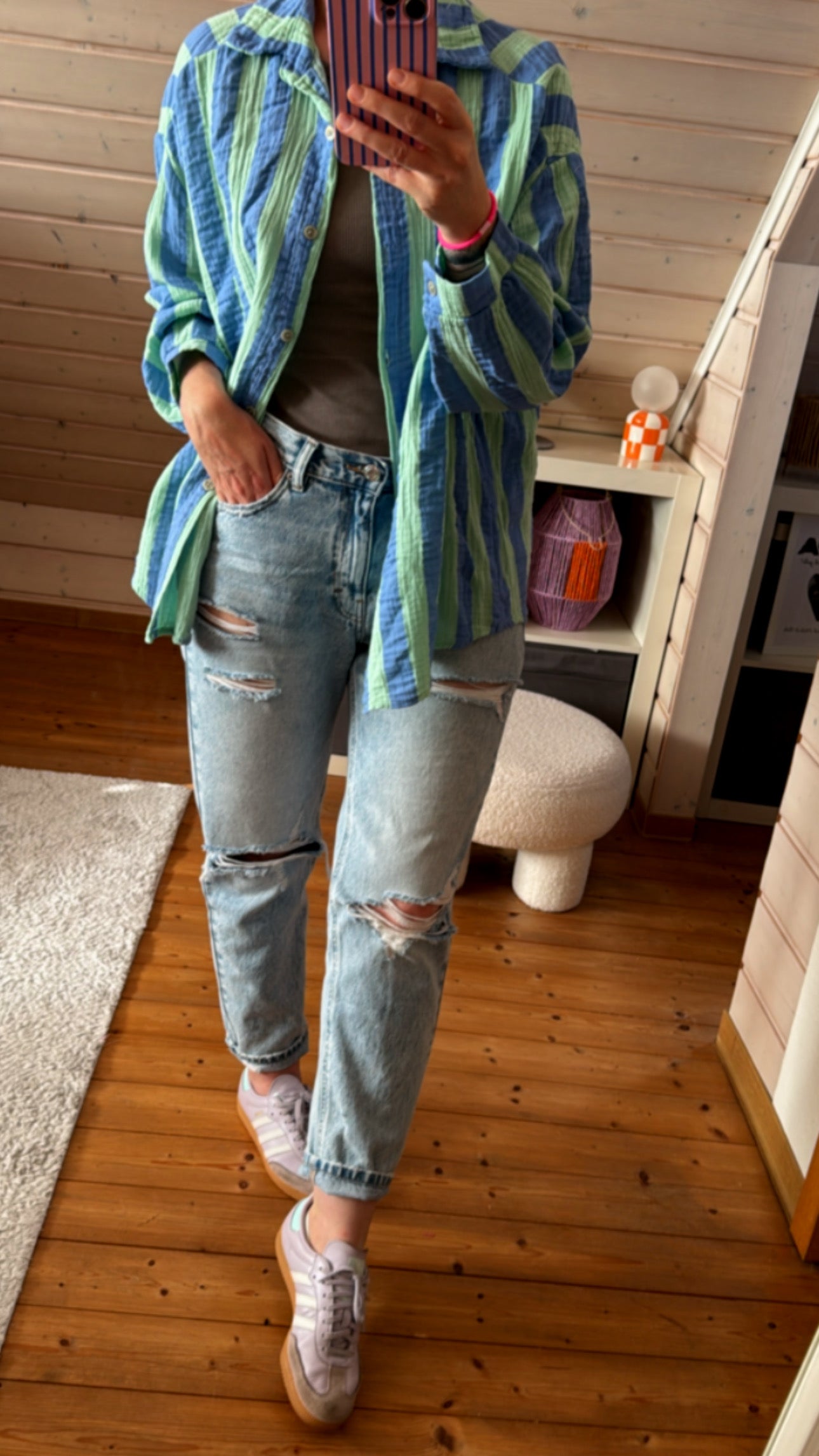 Musselin Bluse Onesize STRIPES %