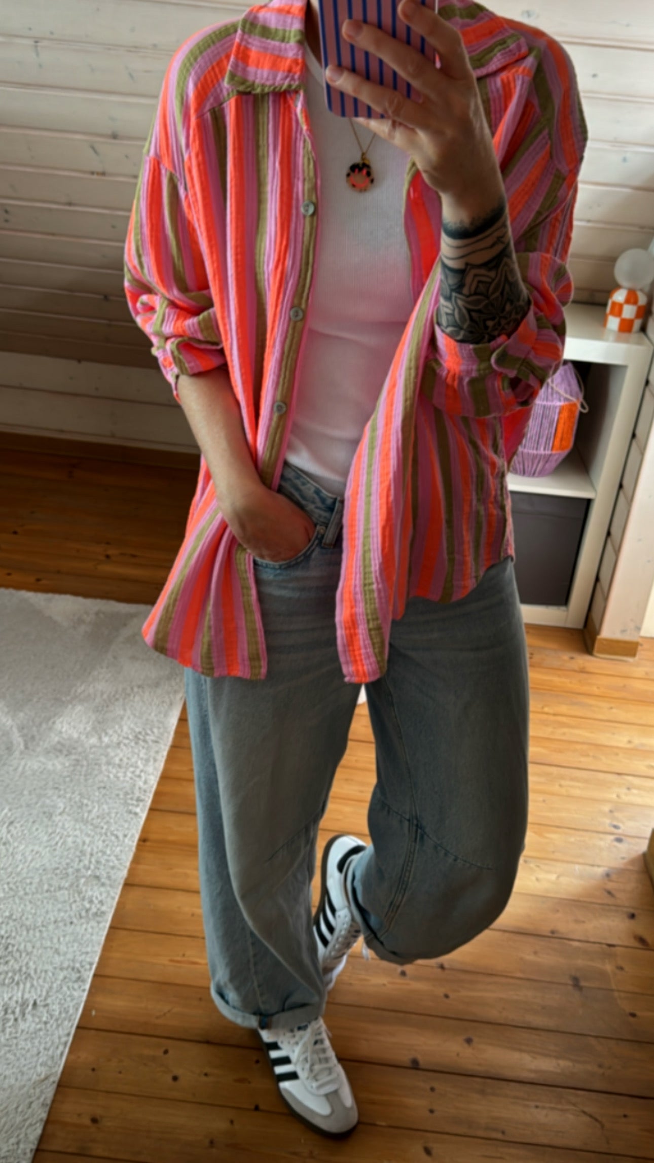 Musselin Bluse Onesize STRIPES %