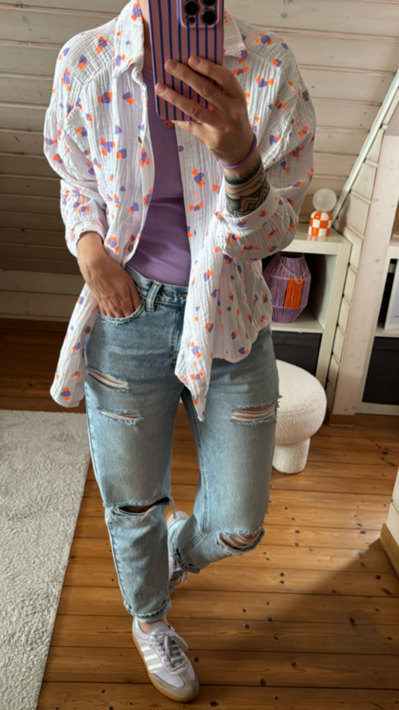 Musselin Bluse Onesize HERZEN %