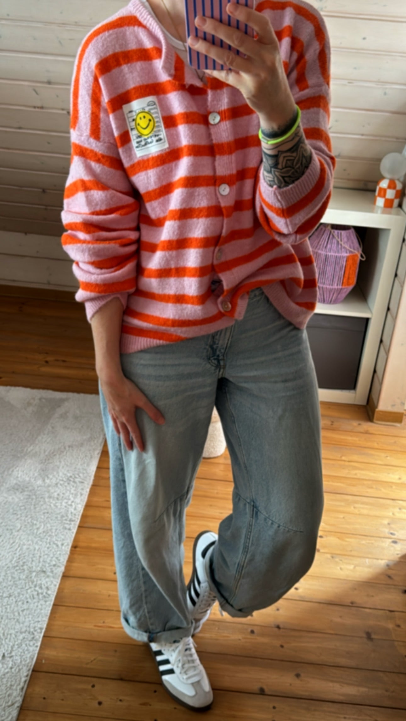 Cardigan COLOUR Block Smile Onsesize