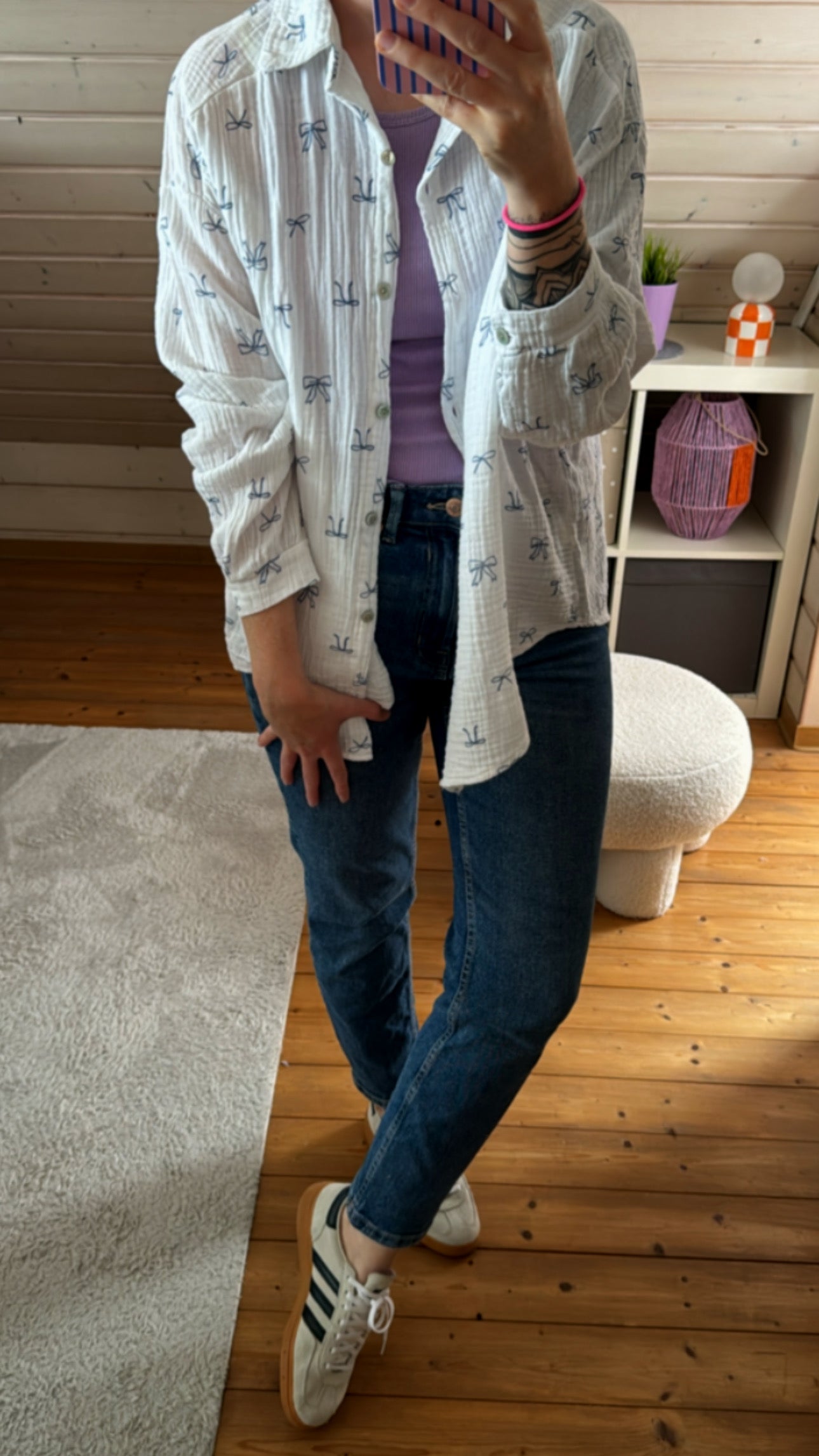 Musselin Bluse Onesize SCHLEIFEN %