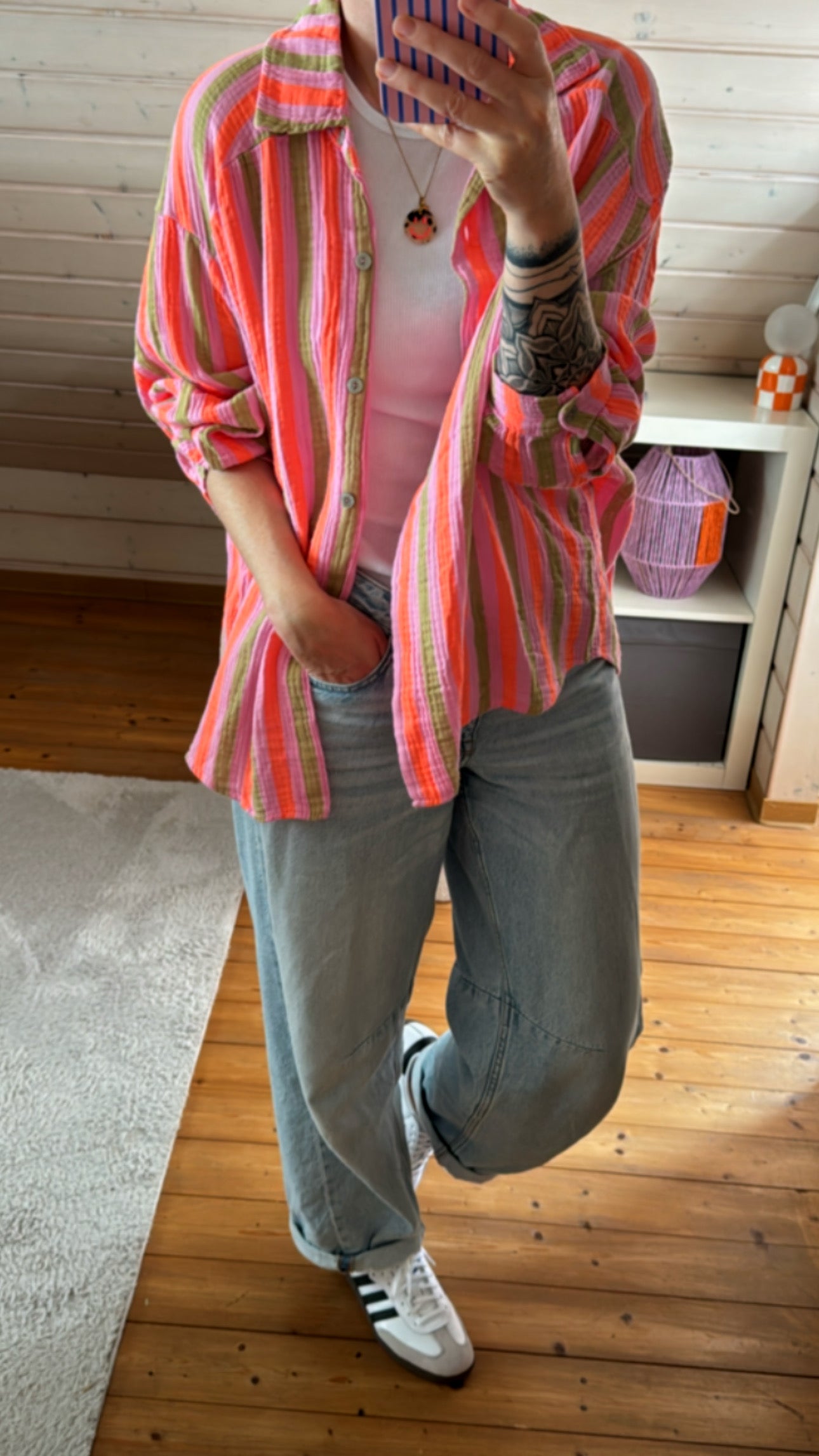 Musselin Bluse Onesize STRIPES %