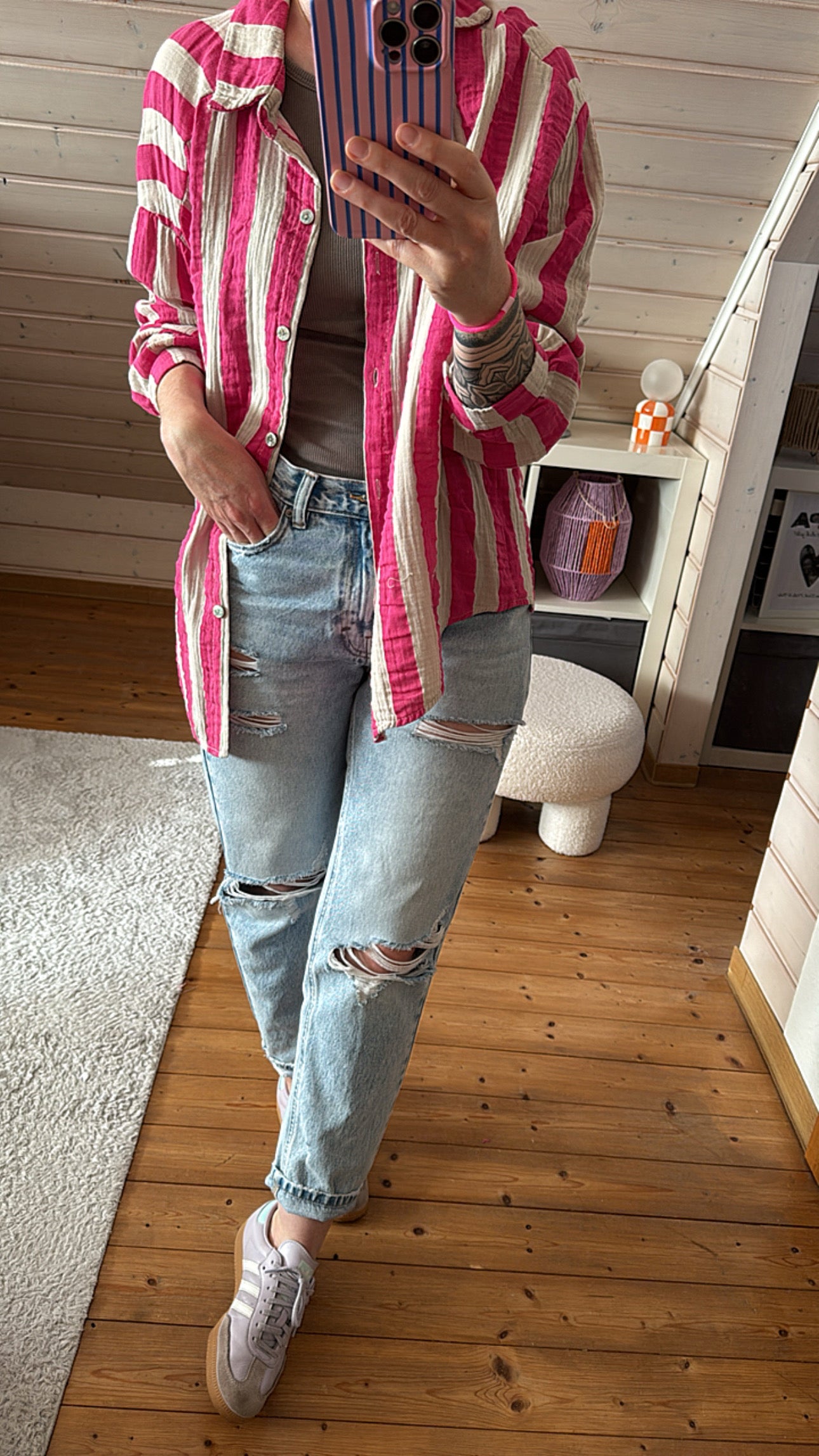 Musselin Bluse Onesize STRIPES %
