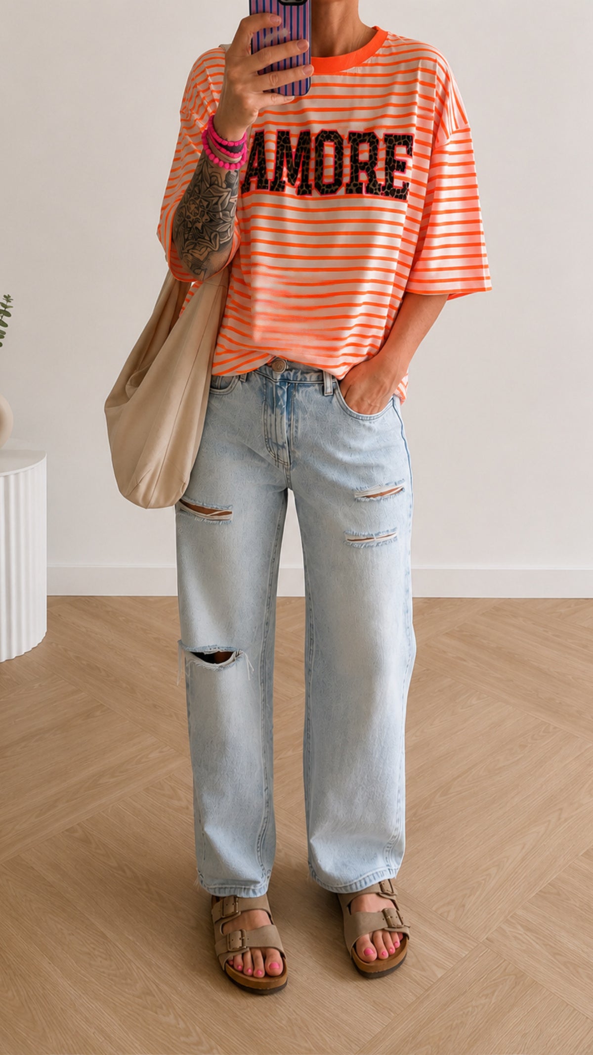 BASIC T-Shirt 5 FARBEN COLOUR BLOCK AMORE LEO 9 FARBEN
