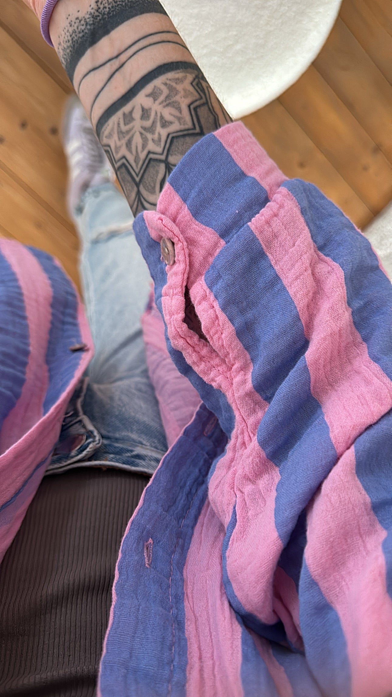 Musselin Bluse Onesize STRIPES %
