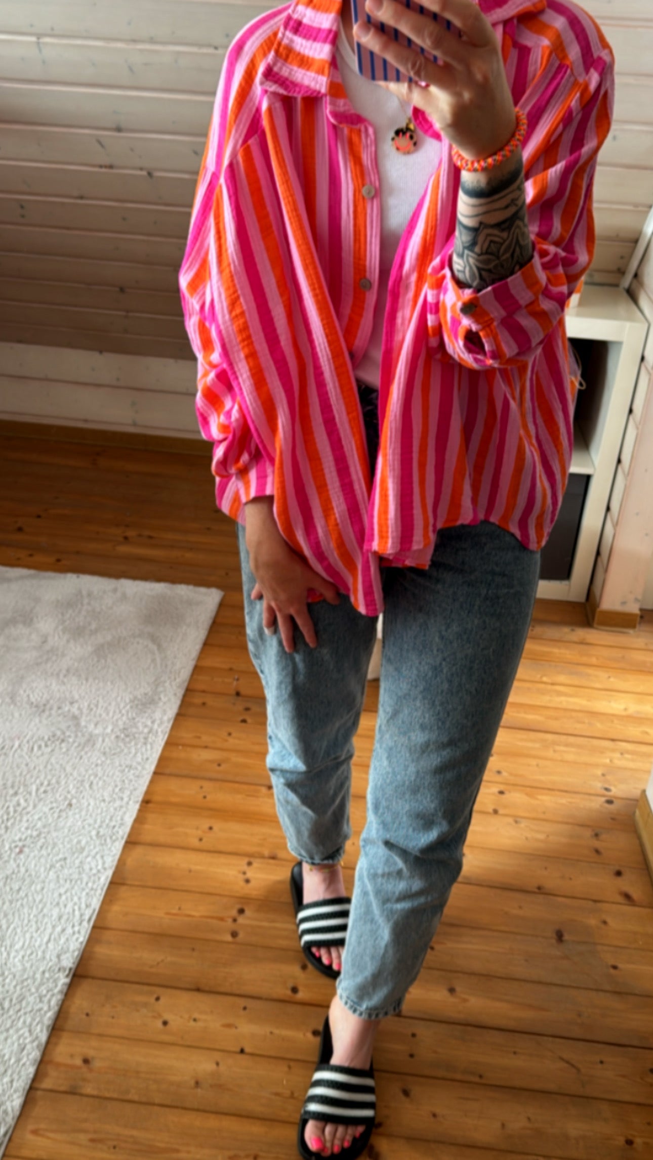 Musselin Bluse Onesize STRIPES %