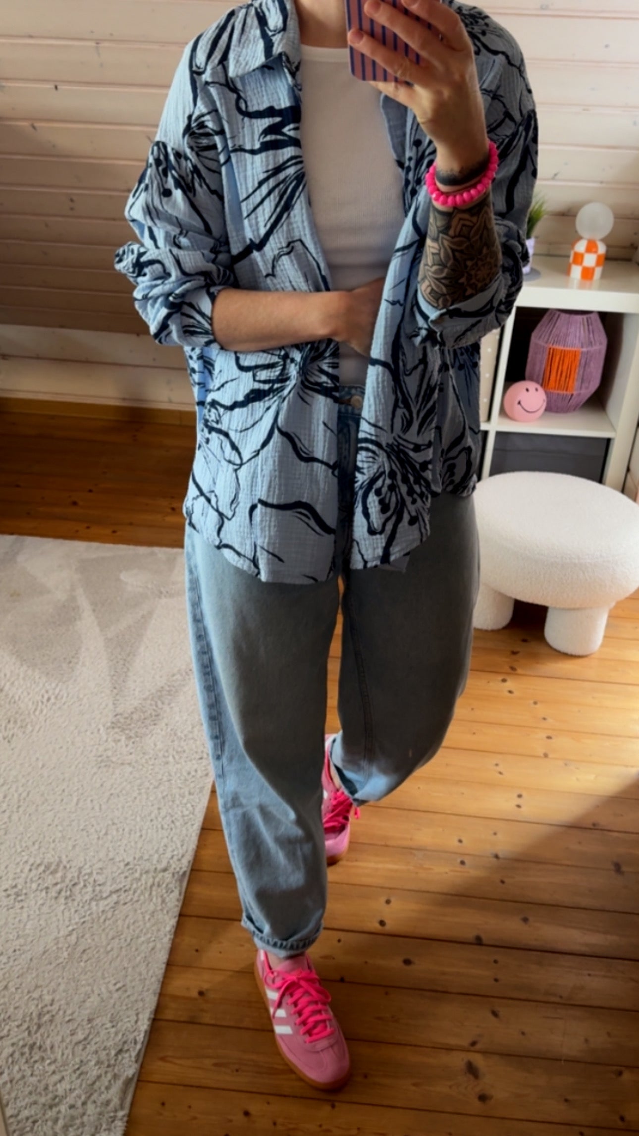 Musselin Bluse Onesize FLOWERS %
