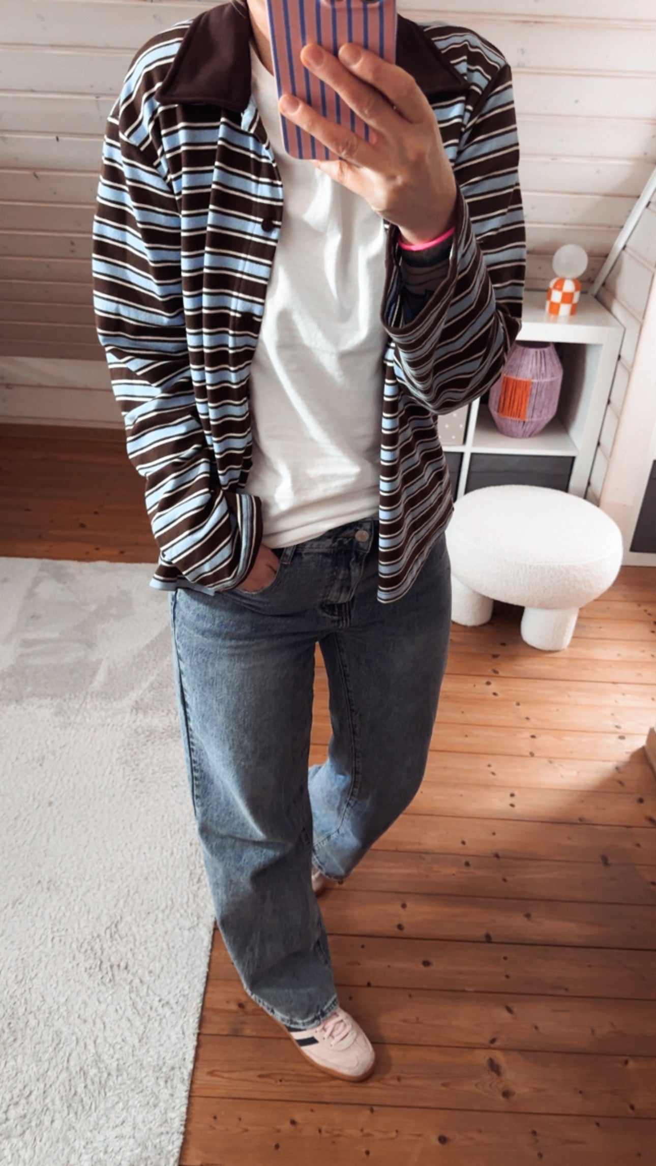 Streifen LONGSHIRT Kragen & Knöpfe / SWEATER leicht