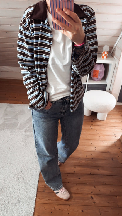 Streifen LONGSHIRT Kragen & Knöpfe / SWEATER leicht