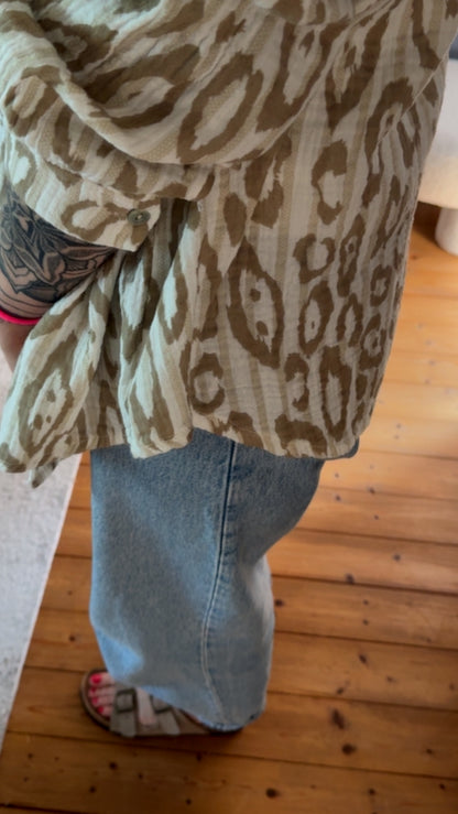Musselin Bluse Onesize LEO-STREIFEN 5 Farben