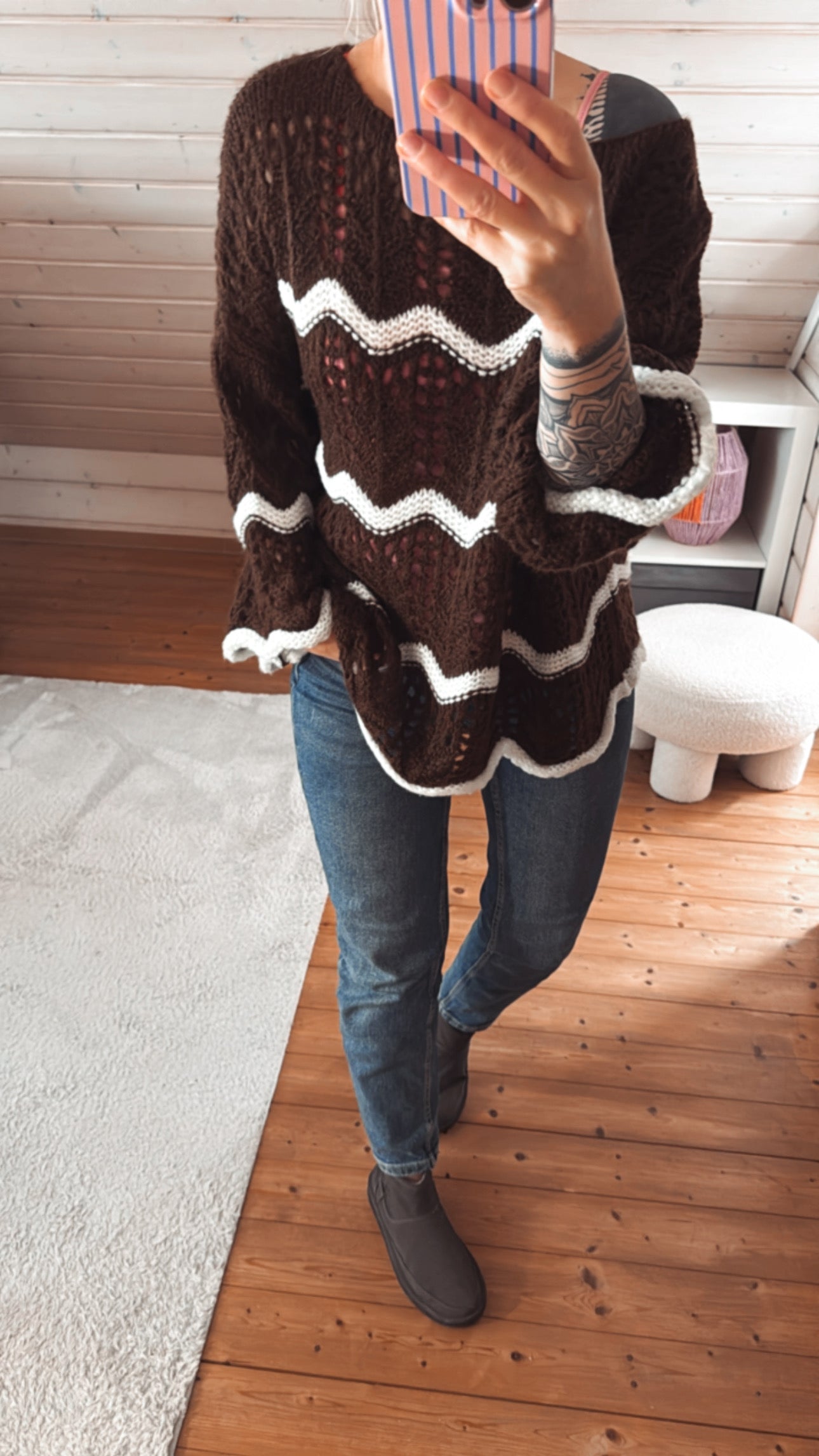 Oversize Strickpullover BOHO Lochstrick