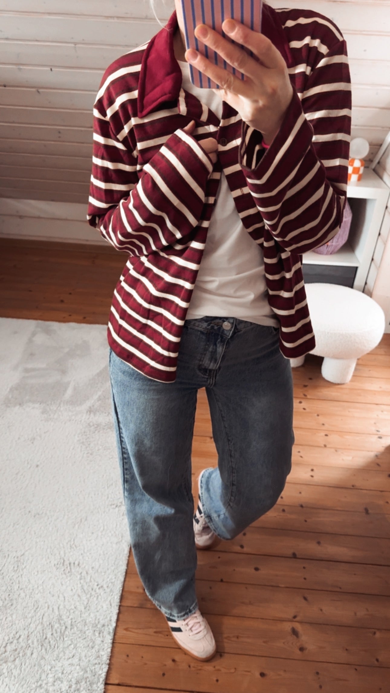 Streifen LONGSHIRT Kragen & Knöpfe / SWEATER leicht