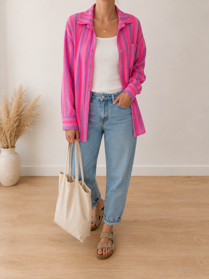 Musselin Bluse Onesize STREIFEN