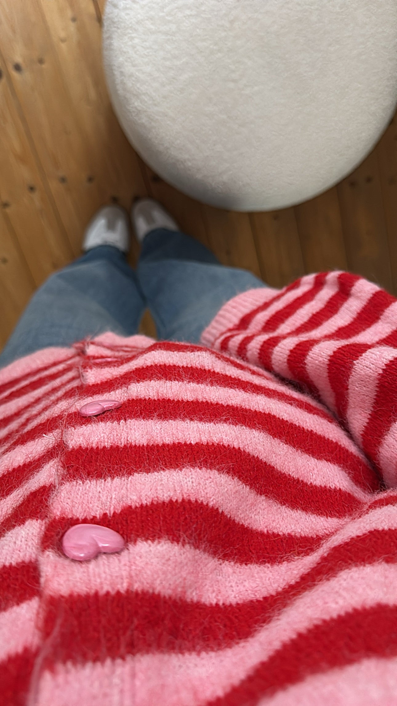 Strickjacke Cadigan STRIPES Herz Knöpfe