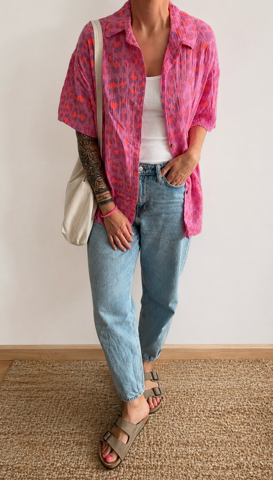 Musselin Bluse kurzarm Onesize Leo 5 Farben