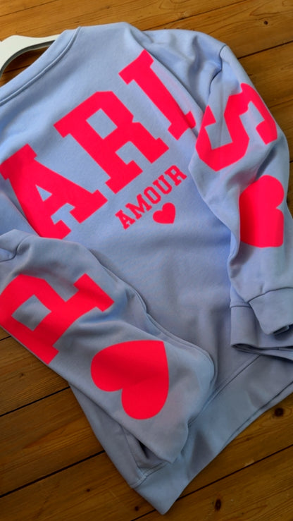 SWEATER PARIS AMOUR / 3 FARBEN RÜCKENPRINT