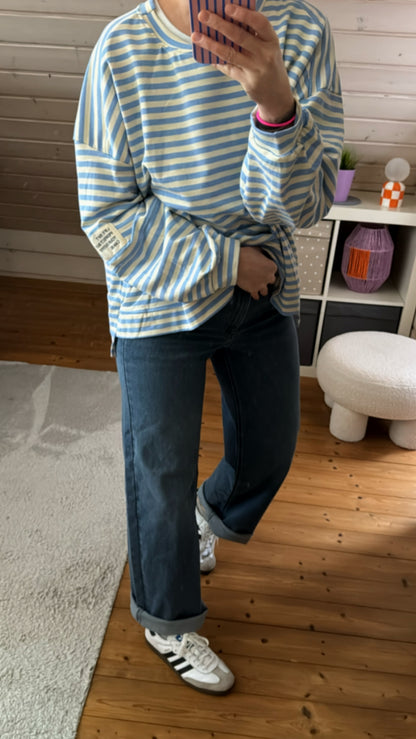 Longshirt Sweater leicht STREIFEN FRENCH TERRY