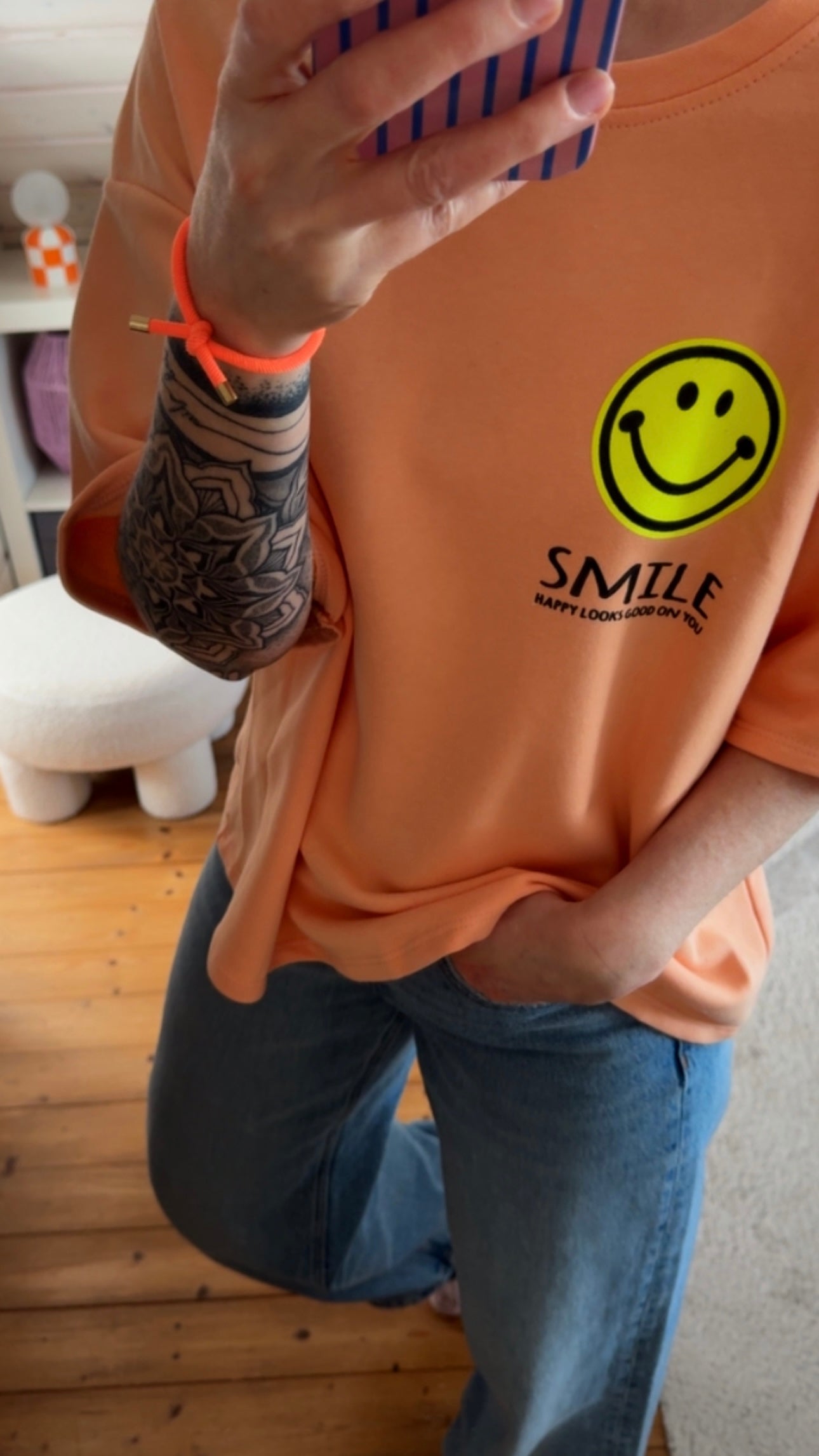 T-SHIRT FRENCH TERRY SMILE / + RÜCKENPRINT