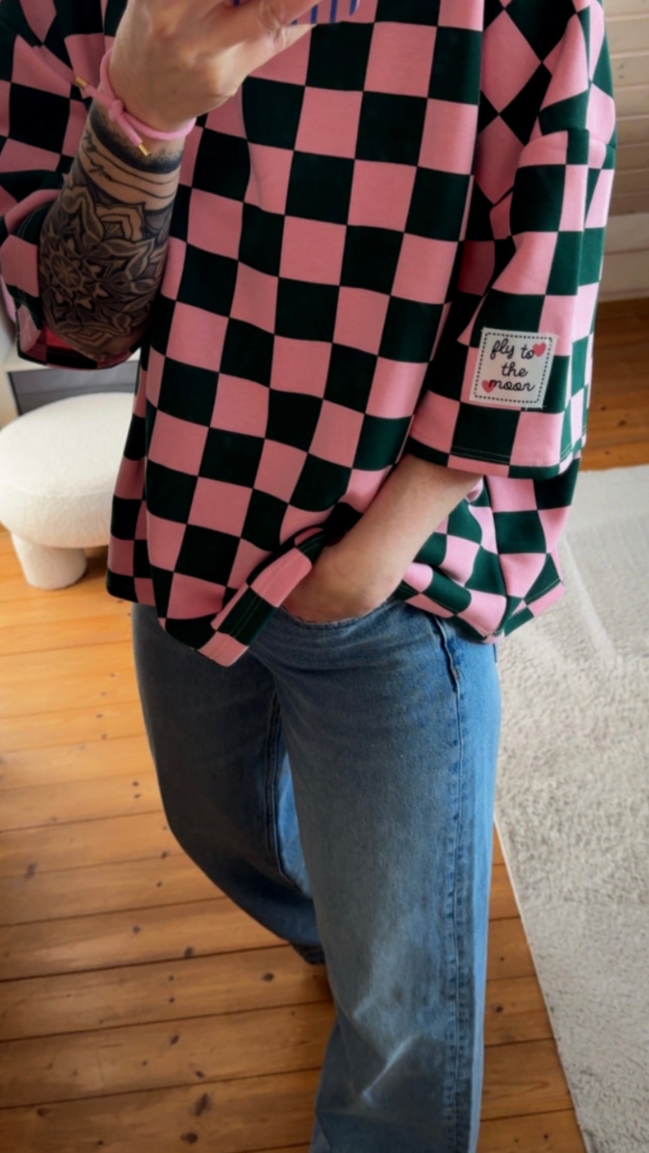 T-SHIRT FRENCH TERRY PREMIUM KARO / TO THE MOON