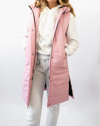 Weste lang Long Zip Pastell