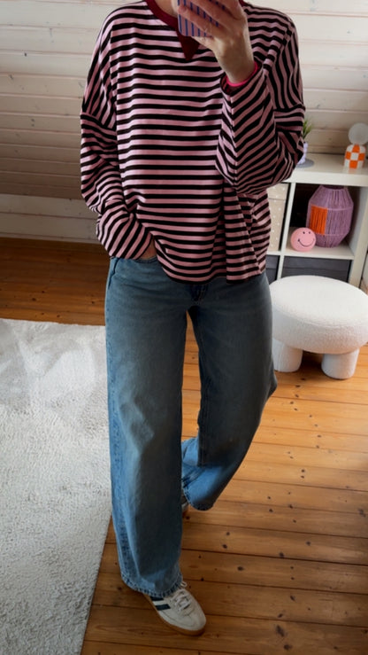 Streifen LONGSHIRT French Terry 7 Farben