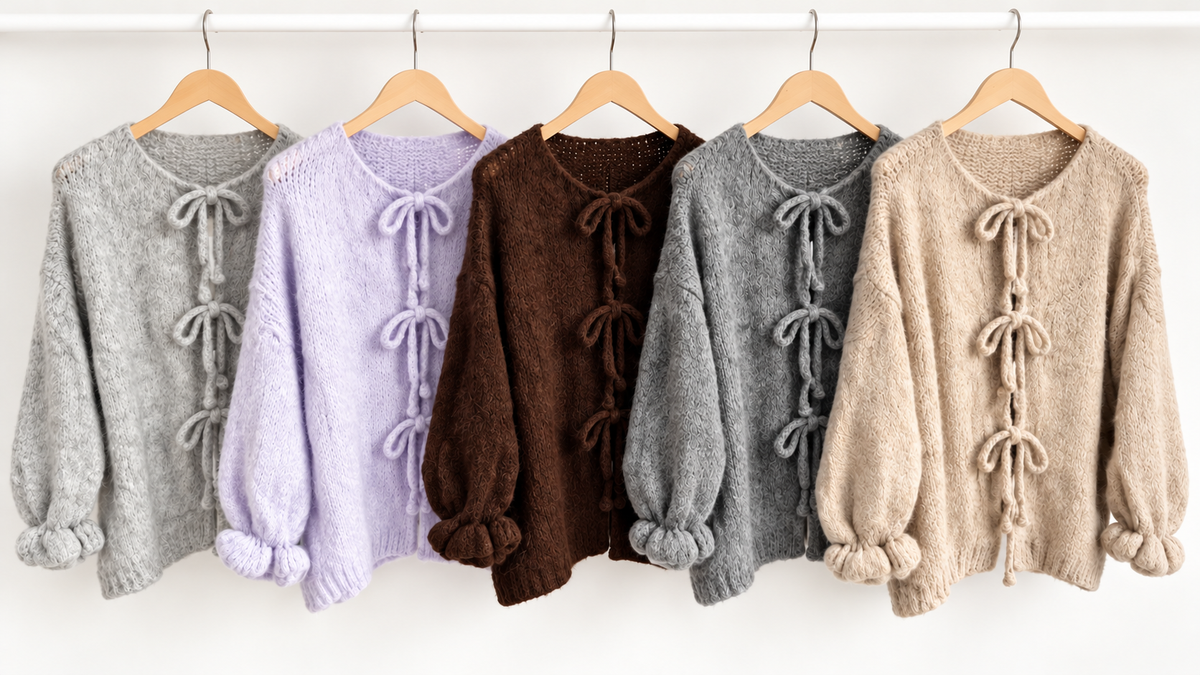 Cardigan Knoten Uni Strick