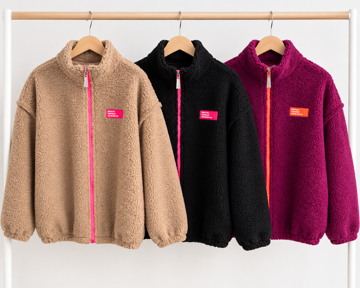 TEDDY Jacke ZIP langarm Neon Patch