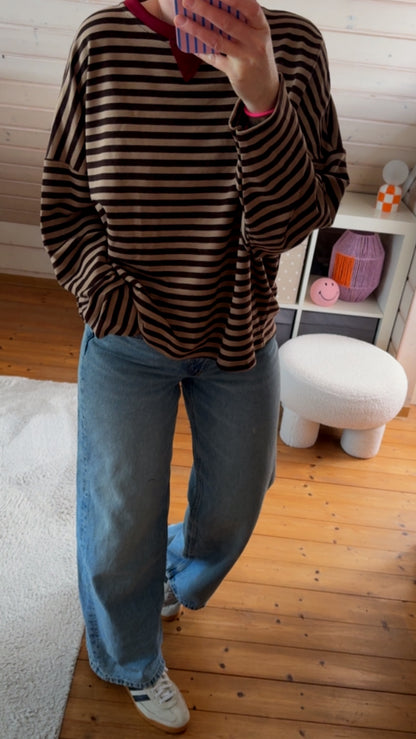 Streifen LONGSHIRT French Terry 7 Farben