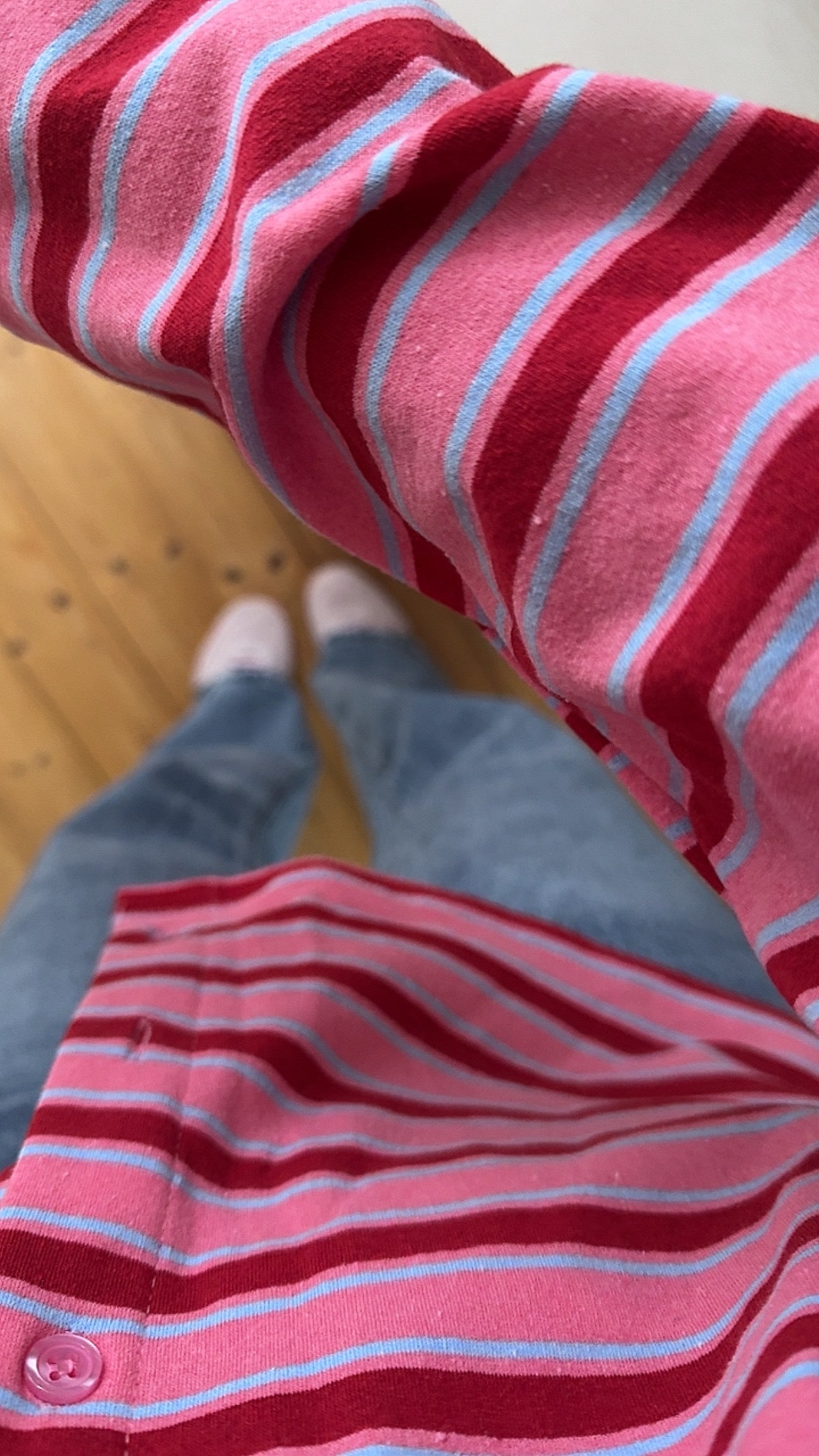 Streifen LONGSHIRT Kragen & Knöpfe / SWEATER leicht