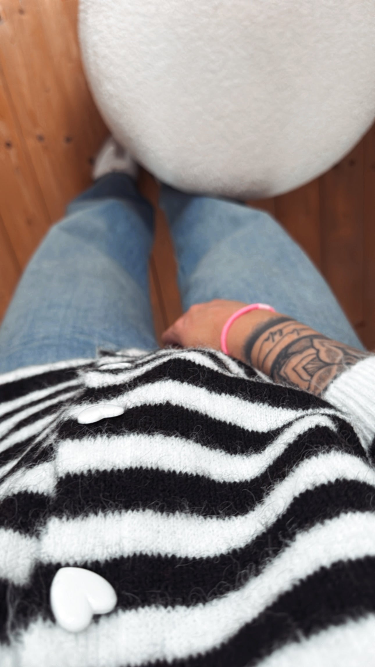 Strickjacke Cadigan STRIPES Herz Knöpfe