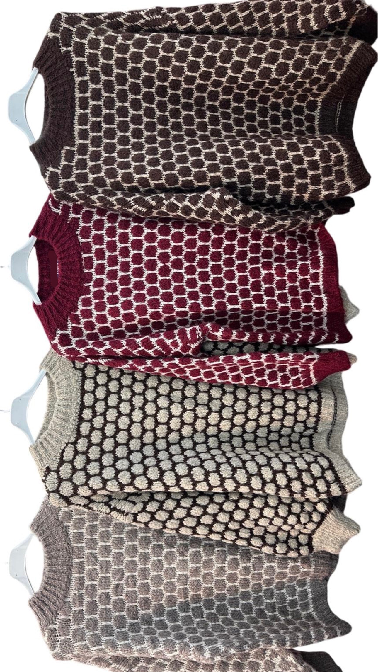 Strick Pullover Waffel Muster