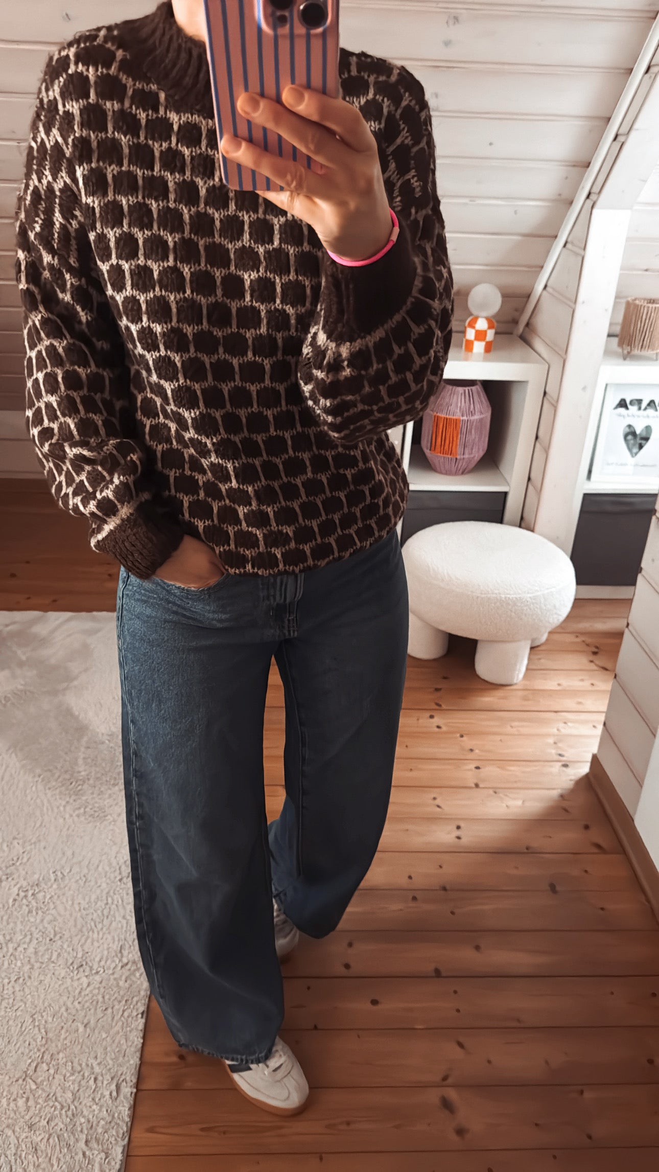 Strick Pullover Waffel Muster