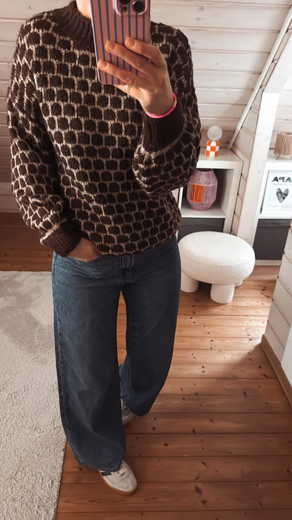 Strick Pullover Waffel Muster