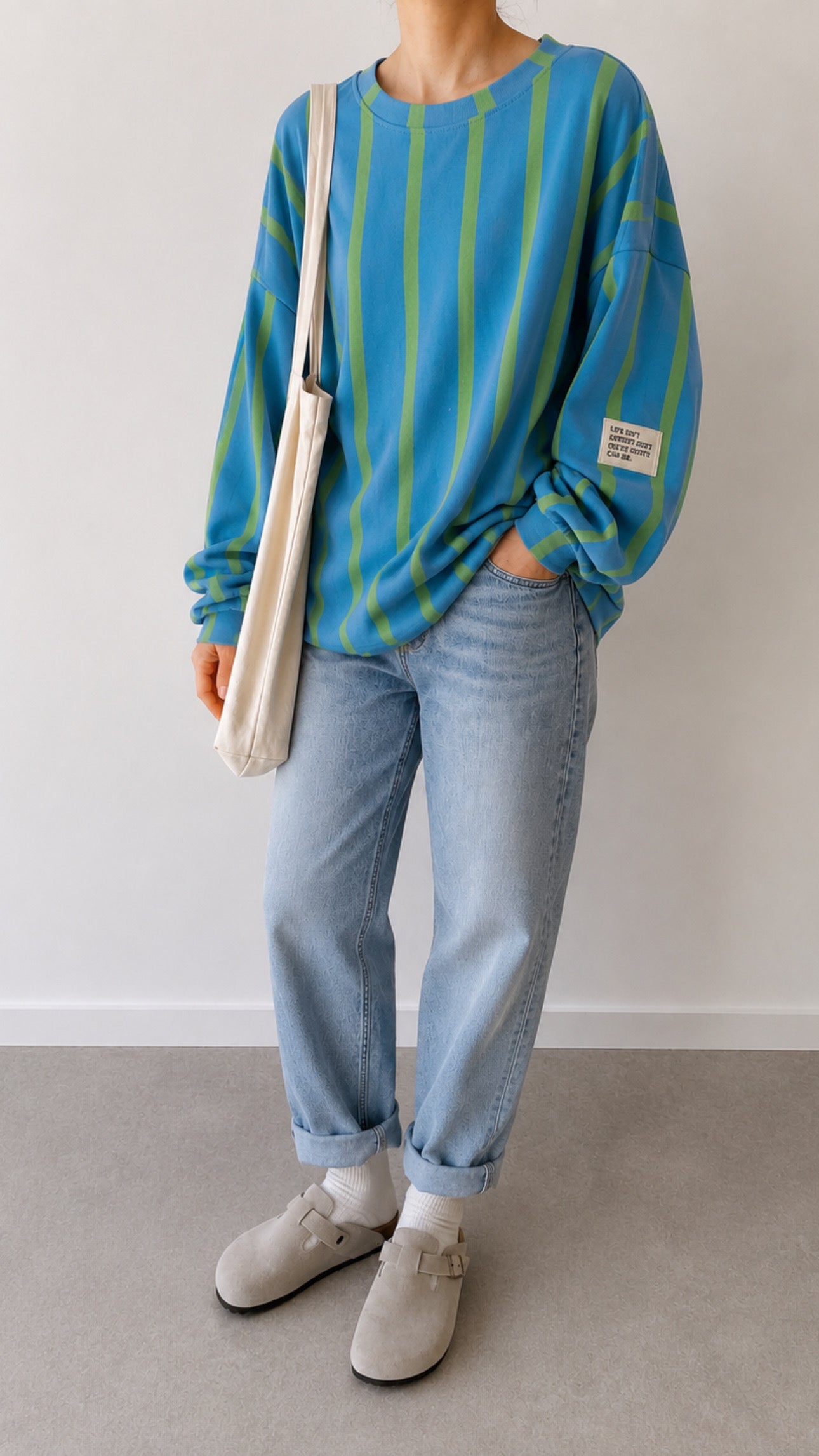 SWEATER LIFE ISN‘T PERFECT Streifen