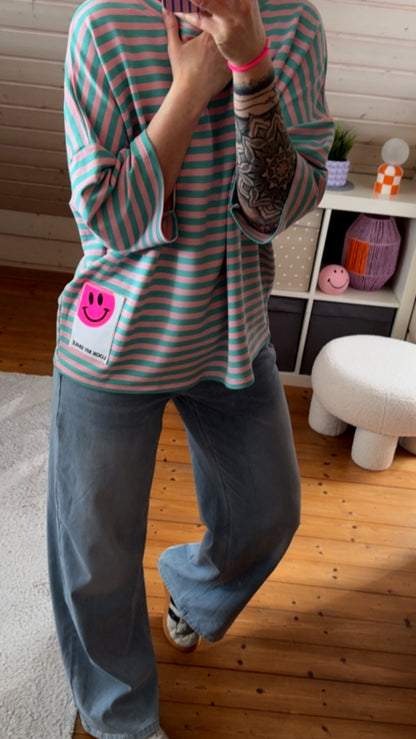 Streifen T-SHIRT PREMIUM / SMILEY Patch