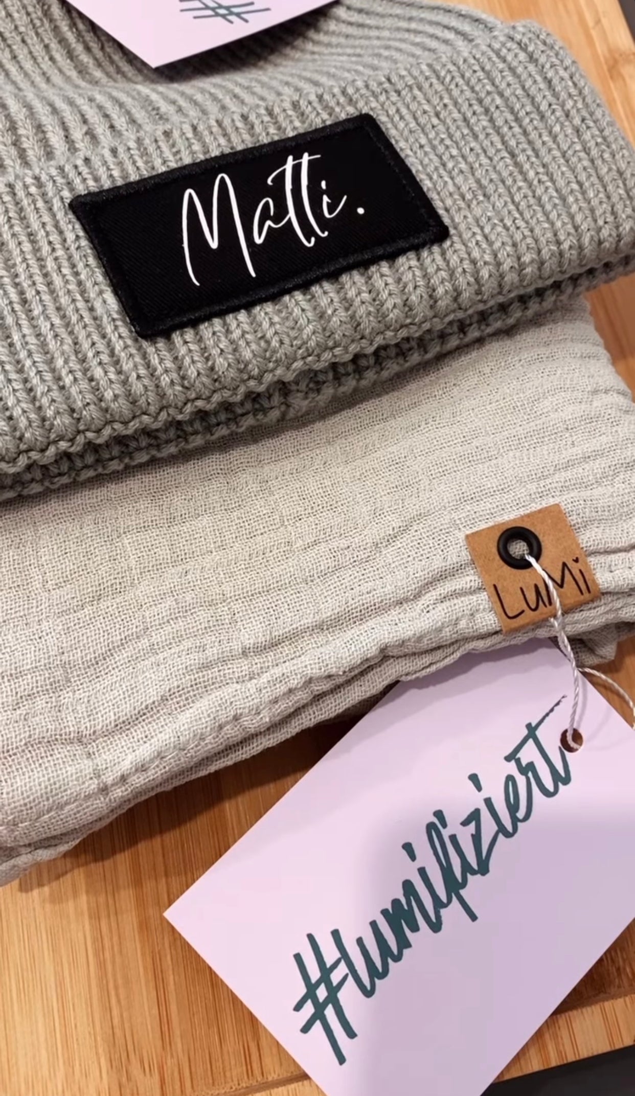 Mommy / Kids Strick-Beanie Label Up