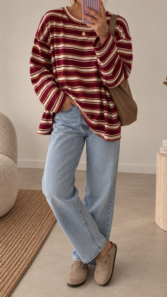 Streifen LONGSHIRT / SWEATER leicht 5 FARBEN