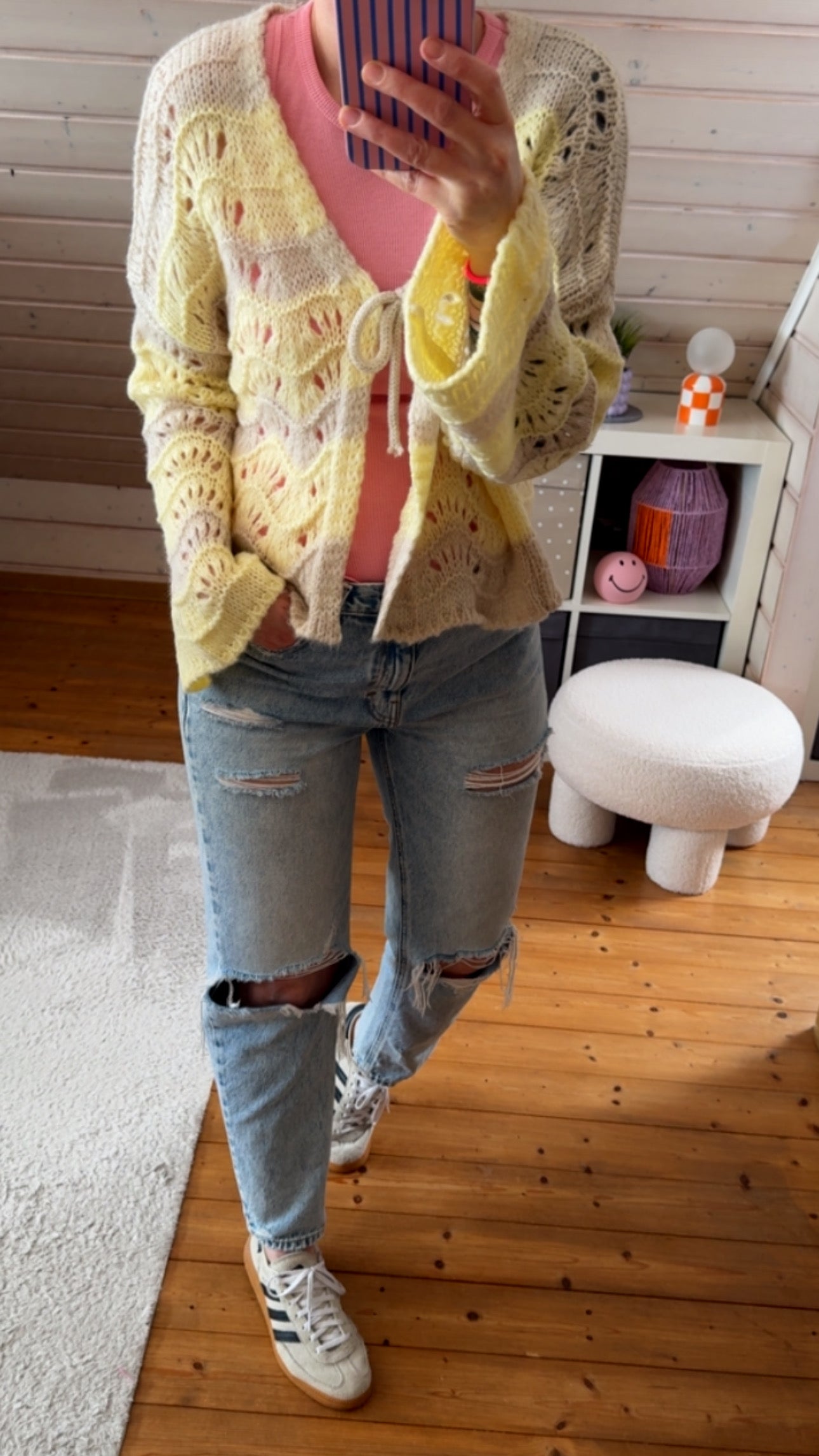 Strickjacke BOHO Lochstrick verschiedene Farben