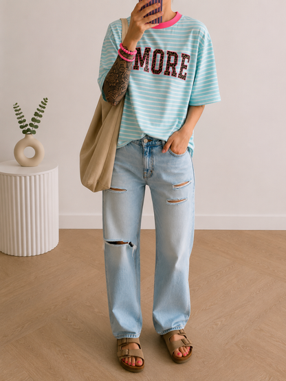 BASIC T-Shirt 5 FARBEN COLOUR BLOCK AMORE LEO 9 FARBEN