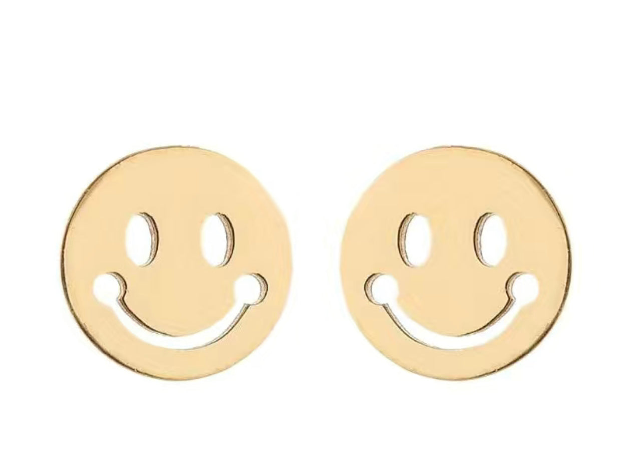 OHRRINGE SMILEY SILBER / GOLD Edelstahl