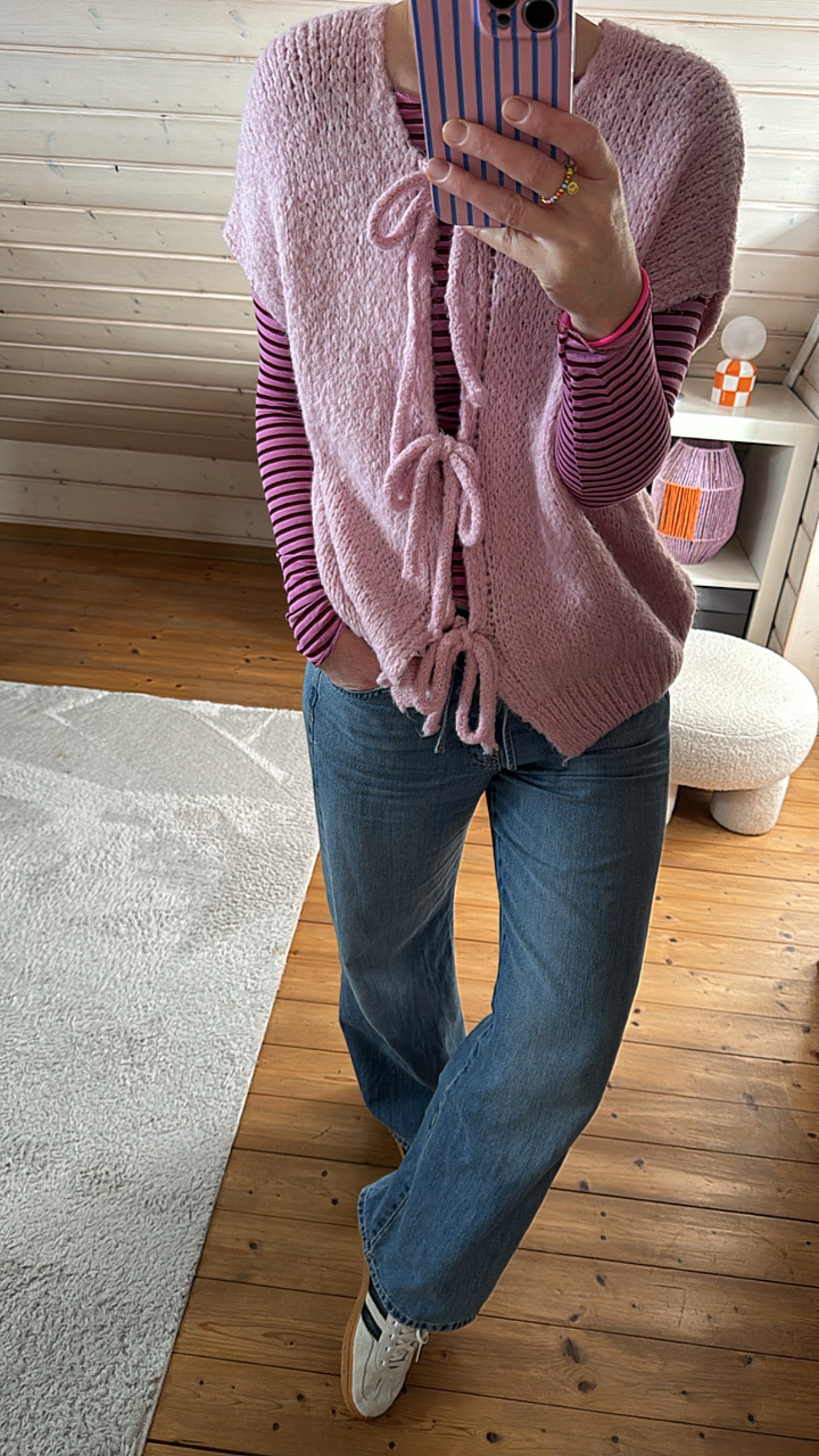 Strickjacke Weste Oversize Knoten